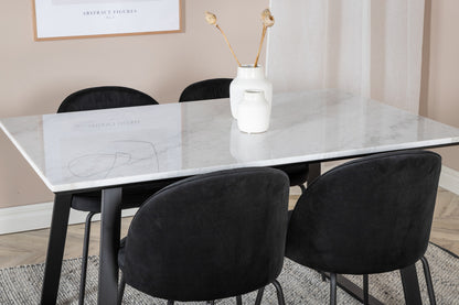 Wrinkles & Estelle Spisebordsstol 2-pak Sort + Rektangulært Spisebord 140 x 90 Sort