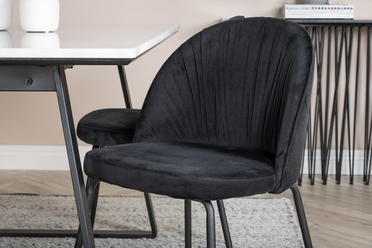 Wrinkles & Estelle Spisebordsstol 2-pak Sort + Rektangulært Spisebord 140 x 90 Sort