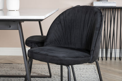 Wrinkles & Estelle Spisebordsstol 2-pak Sort + Rektangulært Spisebord 140 x 90 Sort