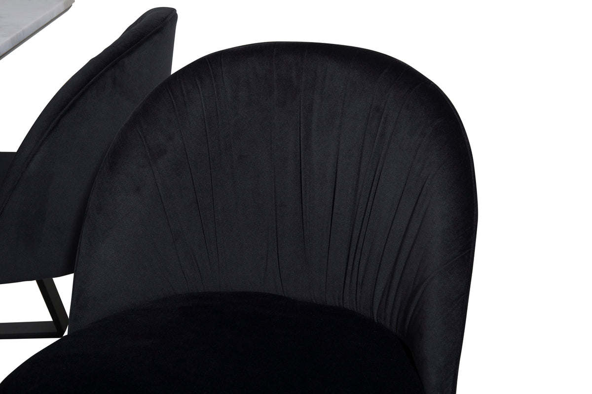 Wrinkles & Estelle Spisebordsstol 2-pak Sort + Rektangulært Spisebord 140 x 90 Sort