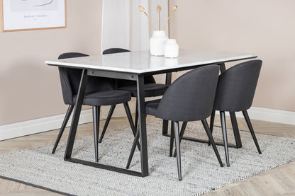 Estelle & Velvet Rektangulært Spisebord 140 x 90 Sort + Spisebordsstol 2-pak Sort