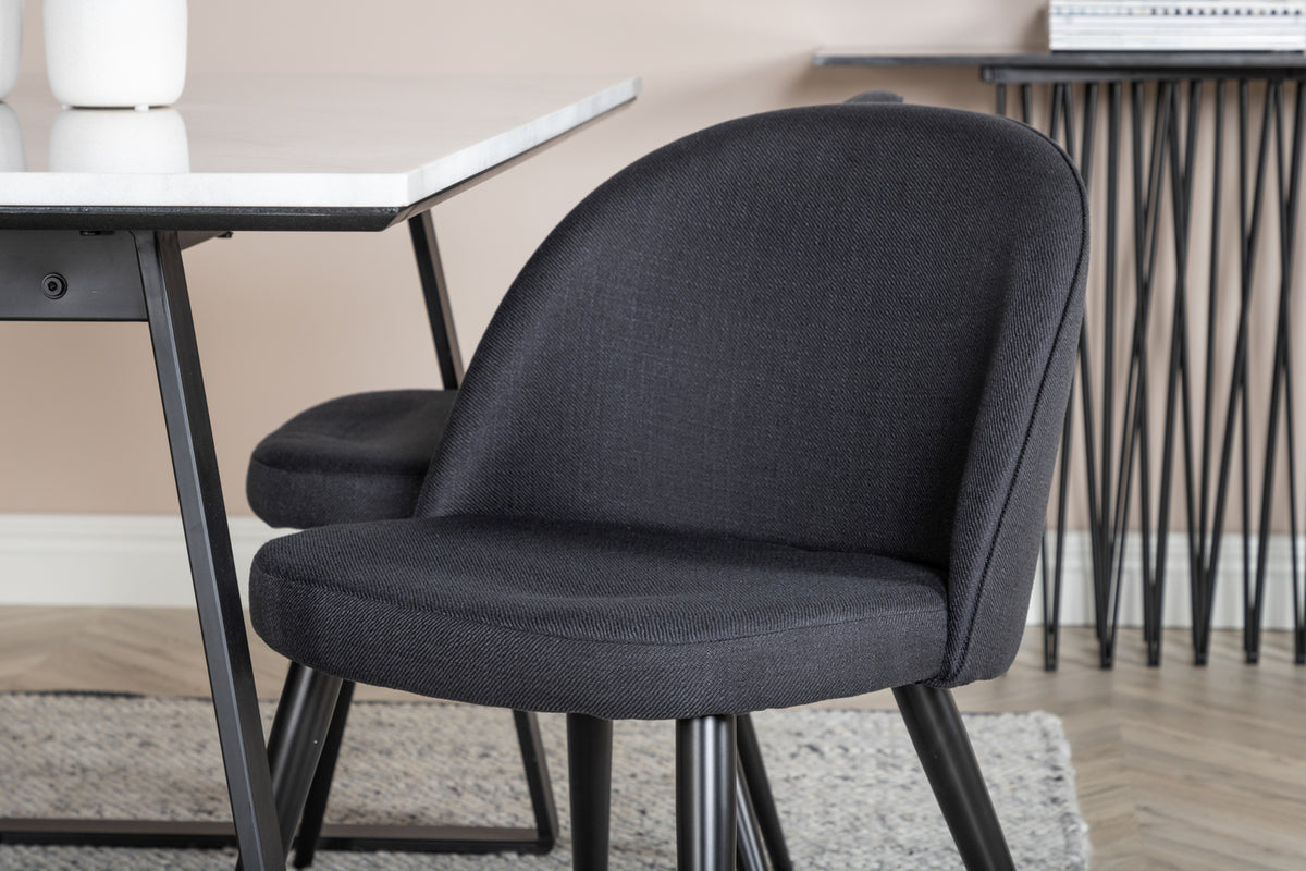 Estelle & Velvet Rektangulært Spisebord 140 x 90 Sort + Spisebordsstol 2-pak Sort