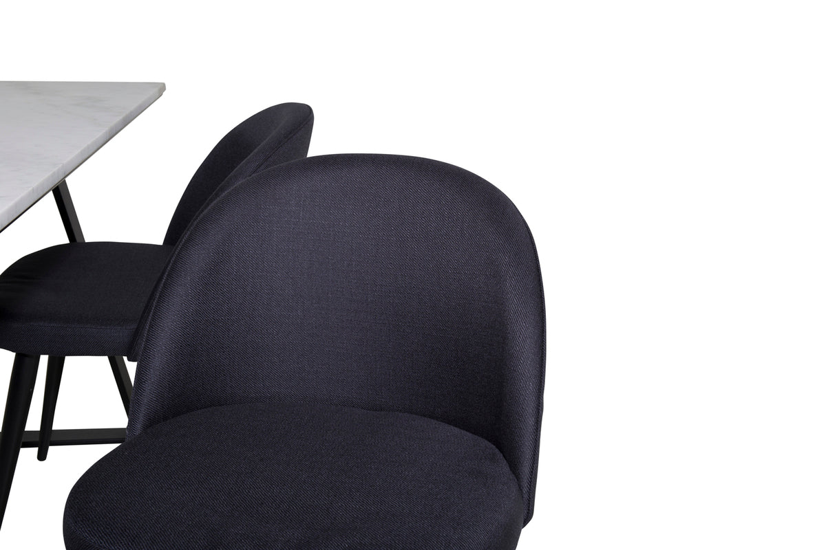 Estelle & Velvet Rektangulært Spisebord 140 x 90 Sort + Spisebordsstol 2-pak Sort