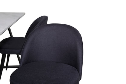 Estelle & Velvet Rektangulært Spisebord 140 x 90 Sort + Spisebordsstol 2-pak Sort