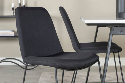 Muce & Estelle Spisebordsstol 2-pak Sort + Rektangulært Spisebord 140 x 90 Sort