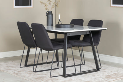 Muce & Estelle Spisebordsstol 2-pak Sort + Rektangulært Spisebord 140 x 90 Sort