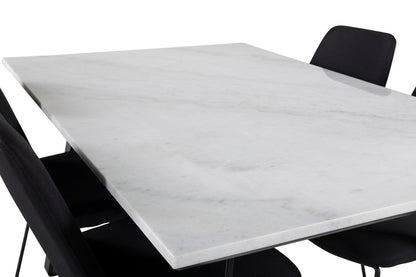 Muce & Estelle Spisebordsstol 2-pak Sort + Rektangulært Spisebord 140 x 90 Sort