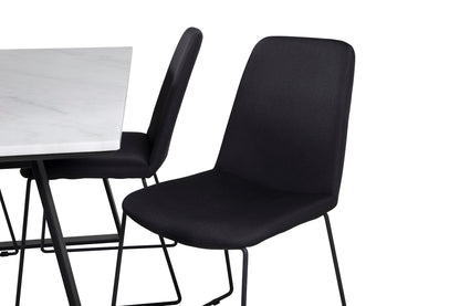 Muce & Estelle Spisebordsstol 2-pak Sort + Rektangulært Spisebord 140 x 90 Sort