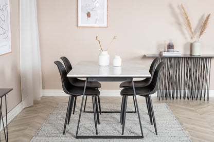 Estelle & Polar Rektangulært Spisebord 140 x 90 Sort + Spisebordsstol 2-pak Sort