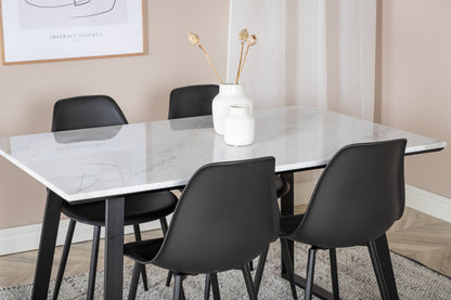 Estelle & Polar Rektangulært Spisebord 140 x 90 Sort + Spisebordsstol 2-pak Sort