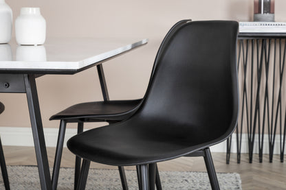 Estelle & Polar Rektangulært Spisebord 140 x 90 Sort + Spisebordsstol 2-pak Sort