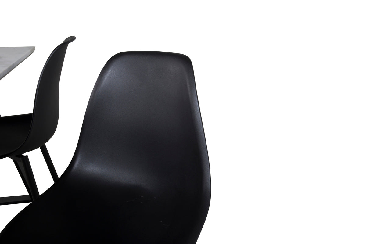 Estelle & Polar Rektangulært Spisebord 140 x 90 Sort + Spisebordsstol 2-pak Sort