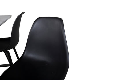 Estelle & Polar Rektangulært Spisebord 140 x 90 Sort + Spisebordsstol 2-pak Sort