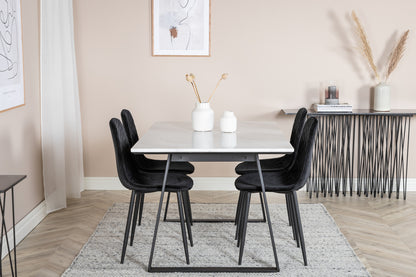 Estelle & Polar Rektangulært Spisebord 140 x 90 Sort + Spisebordsstol 2-pak Sort