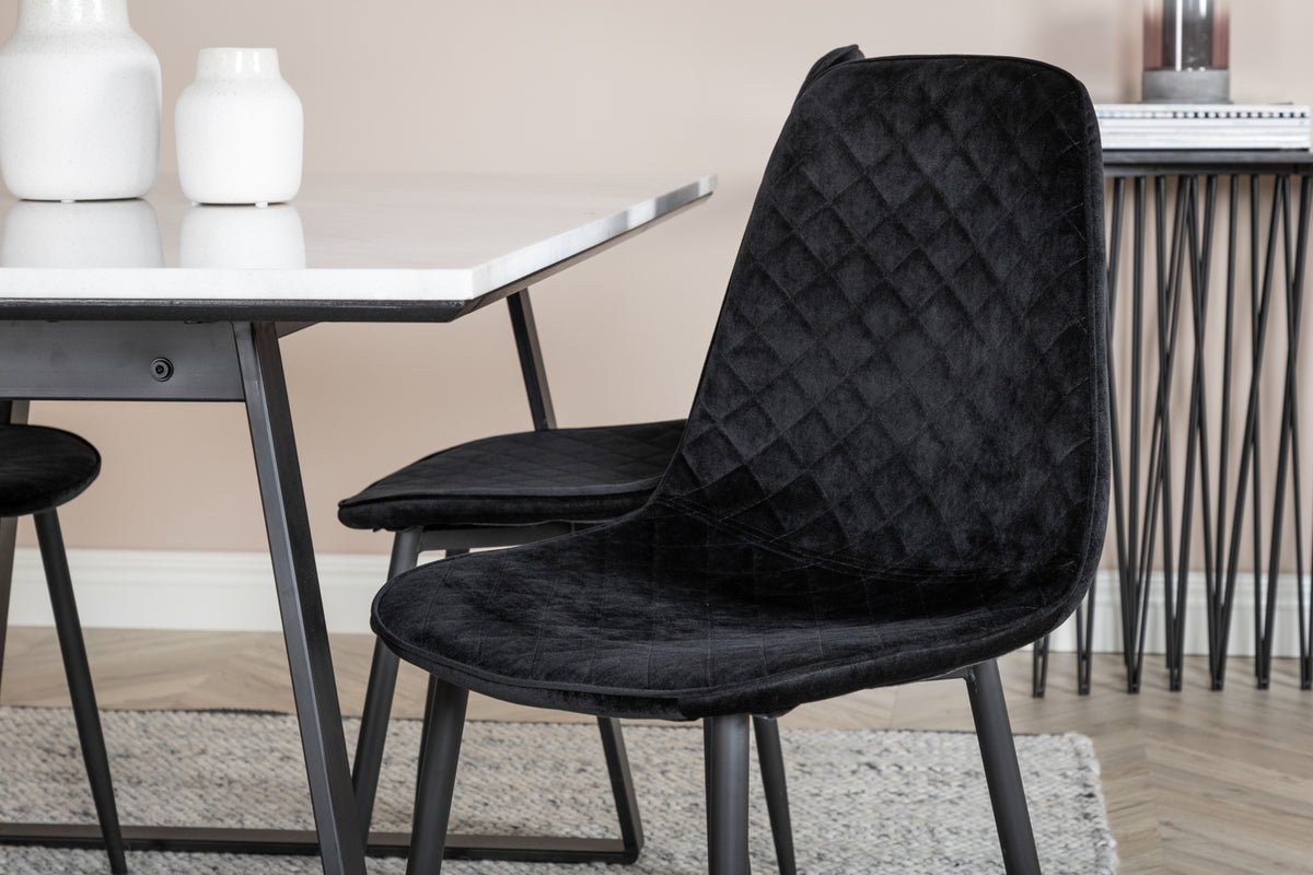 Estelle & Polar Rektangulært Spisebord 140 x 90 Sort + Spisebordsstol 2-pak Sort