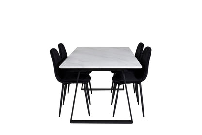 Estelle & Polar Rektangulært Spisebord 140 x 90 Sort + Spisebordsstol 2-pak Sort