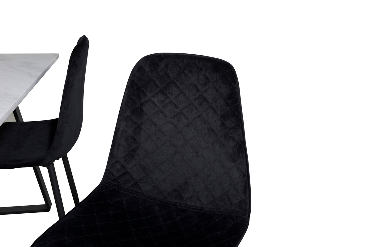 Estelle & Polar Rektangulært Spisebord 140 x 90 Sort + Spisebordsstol 2-pak Sort