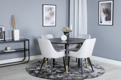 Spisebordsstol 2-pak Grå + Rundt Spisebord 115 Sort