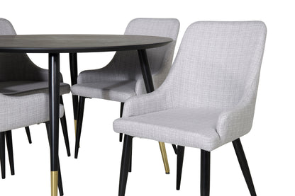 Spisebordsstol 2-pak Grå + Rundt Spisebord 115 Sort