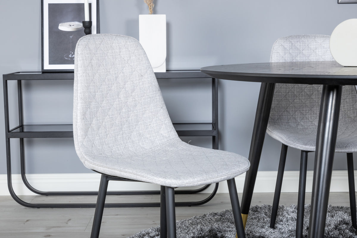 Dipp & Polar Rundt Spisebord ⌀115 Sort + Spisebordsstol 2-pak Grå