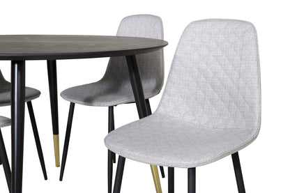 Dipp & Polar Rundt Spisebord ⌀115 Sort + Spisebordsstol 2-pak Grå
