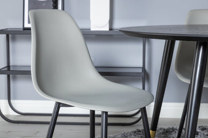 Dipp & Polar Rundt Spisebord ⌀115 Sort + Spisebordsstol 2-pak Grå