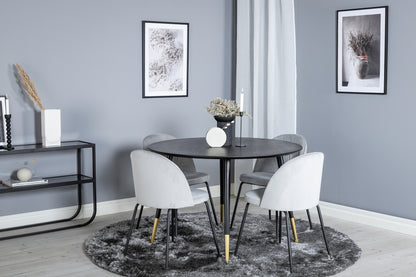 Wrinkles & Dipp Spisebordsstol 2-pak Grå + Rundt Spisebord ⌀115 Sort