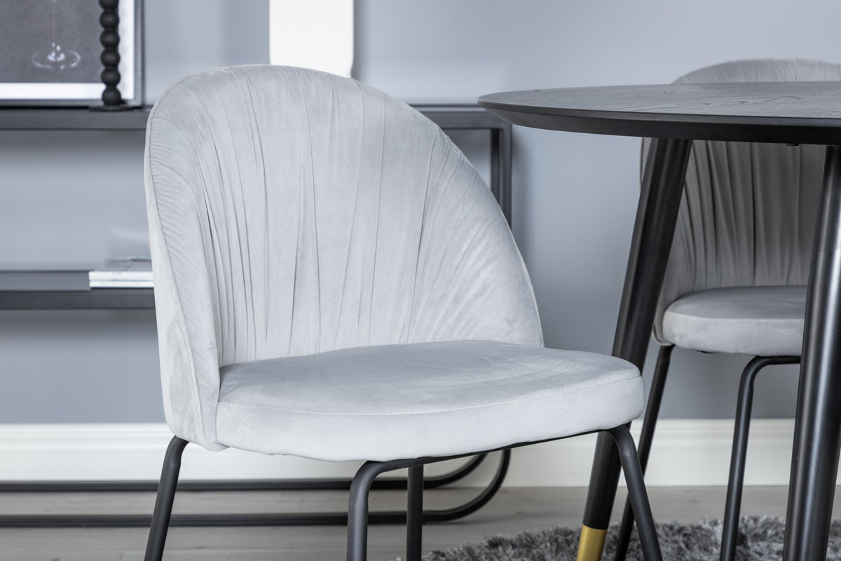 Wrinkles & Dipp Spisebordsstol 2-pak Grå + Rundt Spisebord ⌀115 Sort