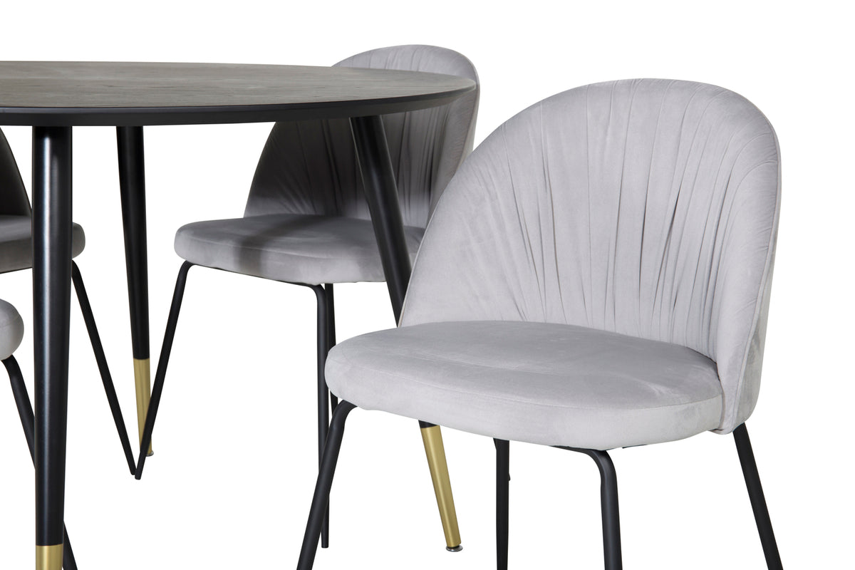 Wrinkles & Dipp Spisebordsstol 2-pak Grå + Rundt Spisebord ⌀115 Sort