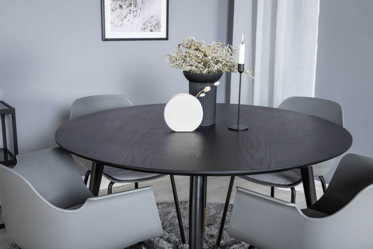 Comfort & Dipp Spisebordsstol 2-pak Grå + Rundt Spisebord ⌀115 Sort
