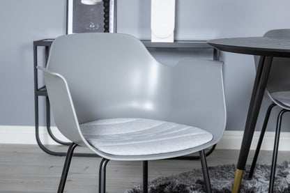 Comfort & Dipp Spisebordsstol 2-pak Grå + Rundt Spisebord ⌀115 Sort