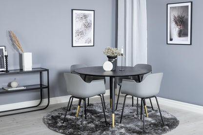 Comfort & Dipp Spisebordsstol 2-pak Grå + Rundt Spisebord ⌀115 Sort
