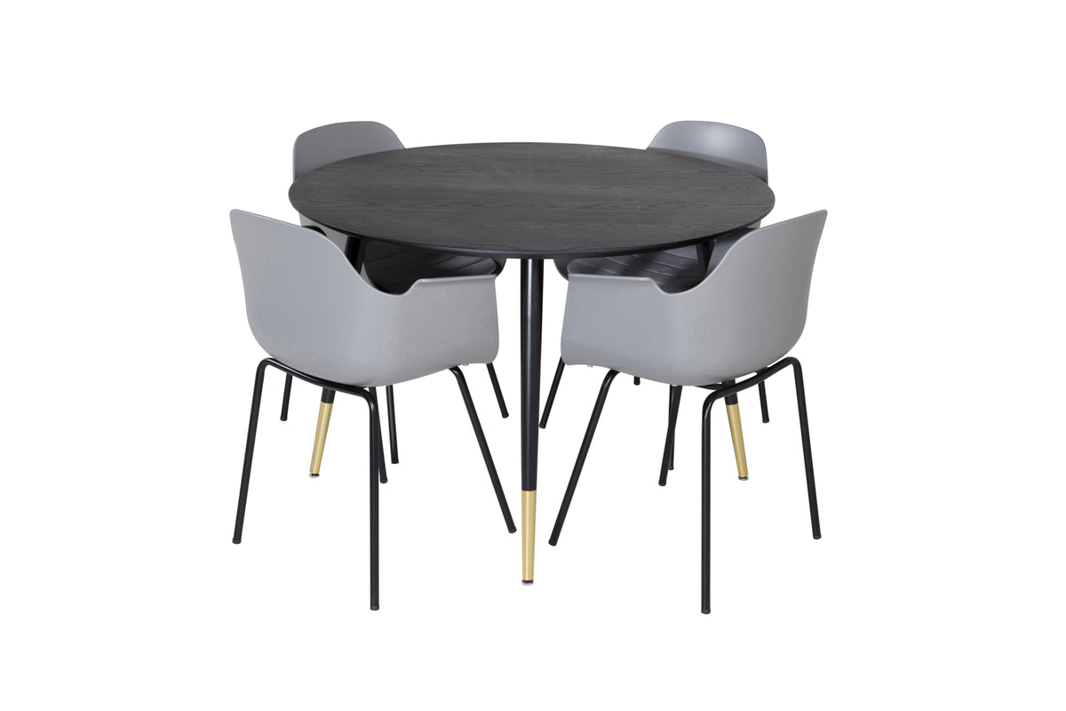 Comfort & Dipp Spisebordsstol 2-pak Grå + Rundt Spisebord ⌀115 Sort