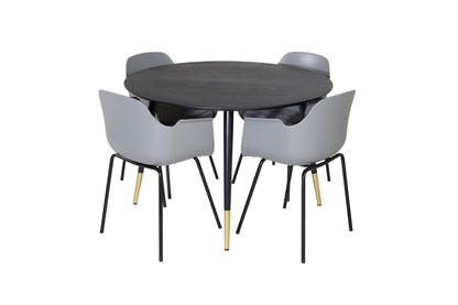 Comfort & Dipp Spisebordsstol 2-pak Grå + Rundt Spisebord ⌀115 Sort
