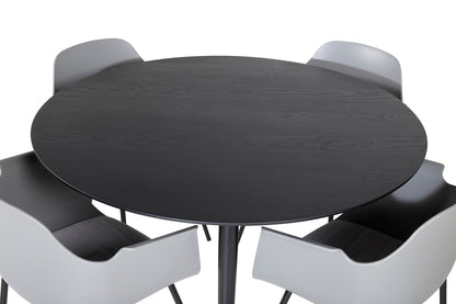 Comfort & Dipp Spisebordsstol 2-pak Grå + Rundt Spisebord ⌀115 Sort