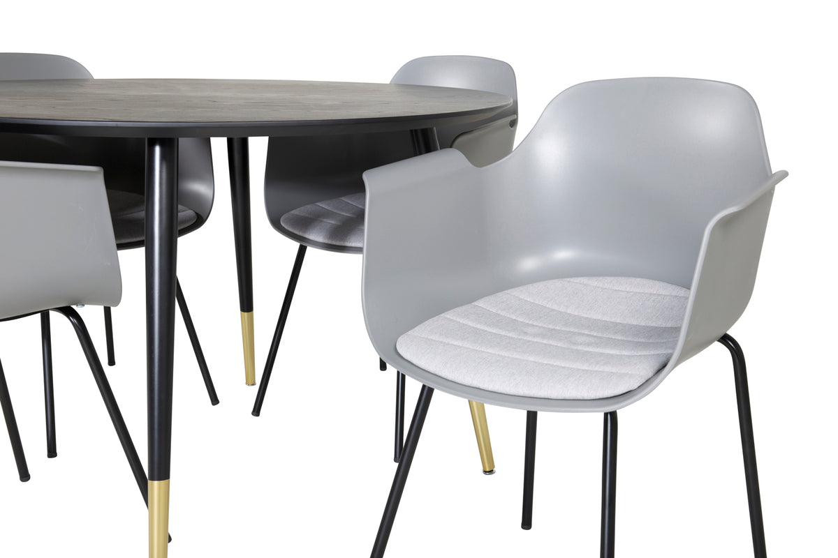 Comfort & Dipp Spisebordsstol 2-pak Grå + Rundt Spisebord ⌀115 Sort