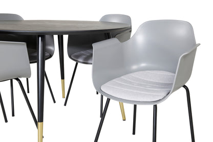 Comfort & Dipp Spisebordsstol 2-pak Grå + Rundt Spisebord ⌀115 Sort