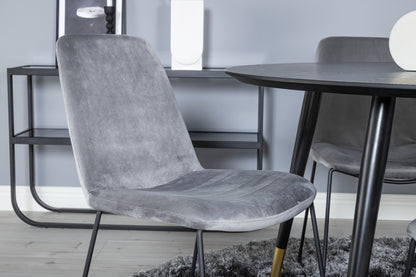 Spisebordsstol 2-pak Grå + Rundt Spisebord 115 Sort