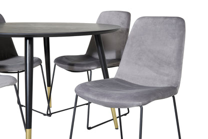 Spisebordsstol 2-pak Grå + Rundt Spisebord 115 Sort