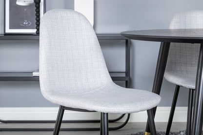 Rundt spisebord 115 Sort + Spisebordsstol 2-pak Grå