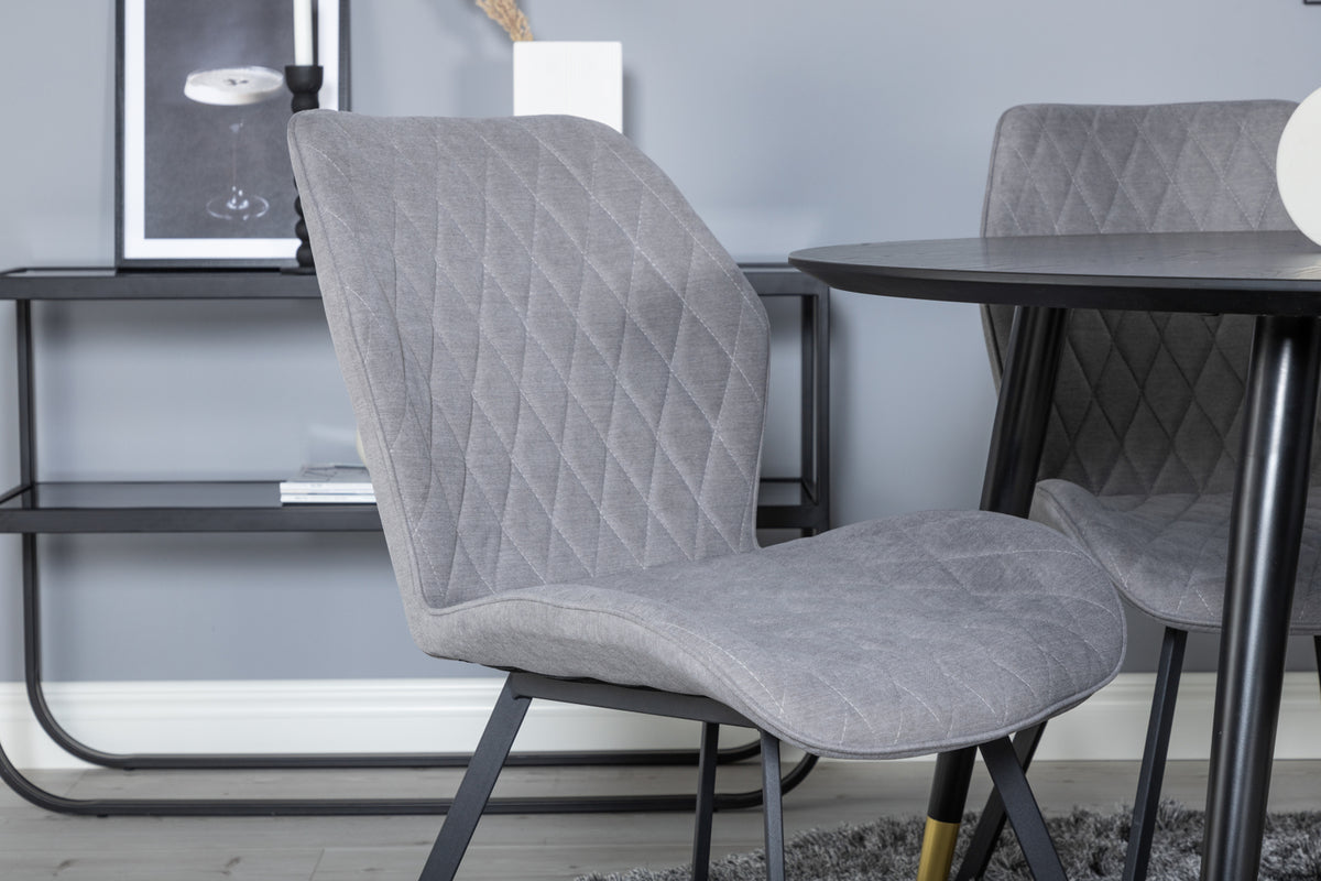 Spisebordsstol 2-pak Grå + Rundt Spisebord 115 Sort