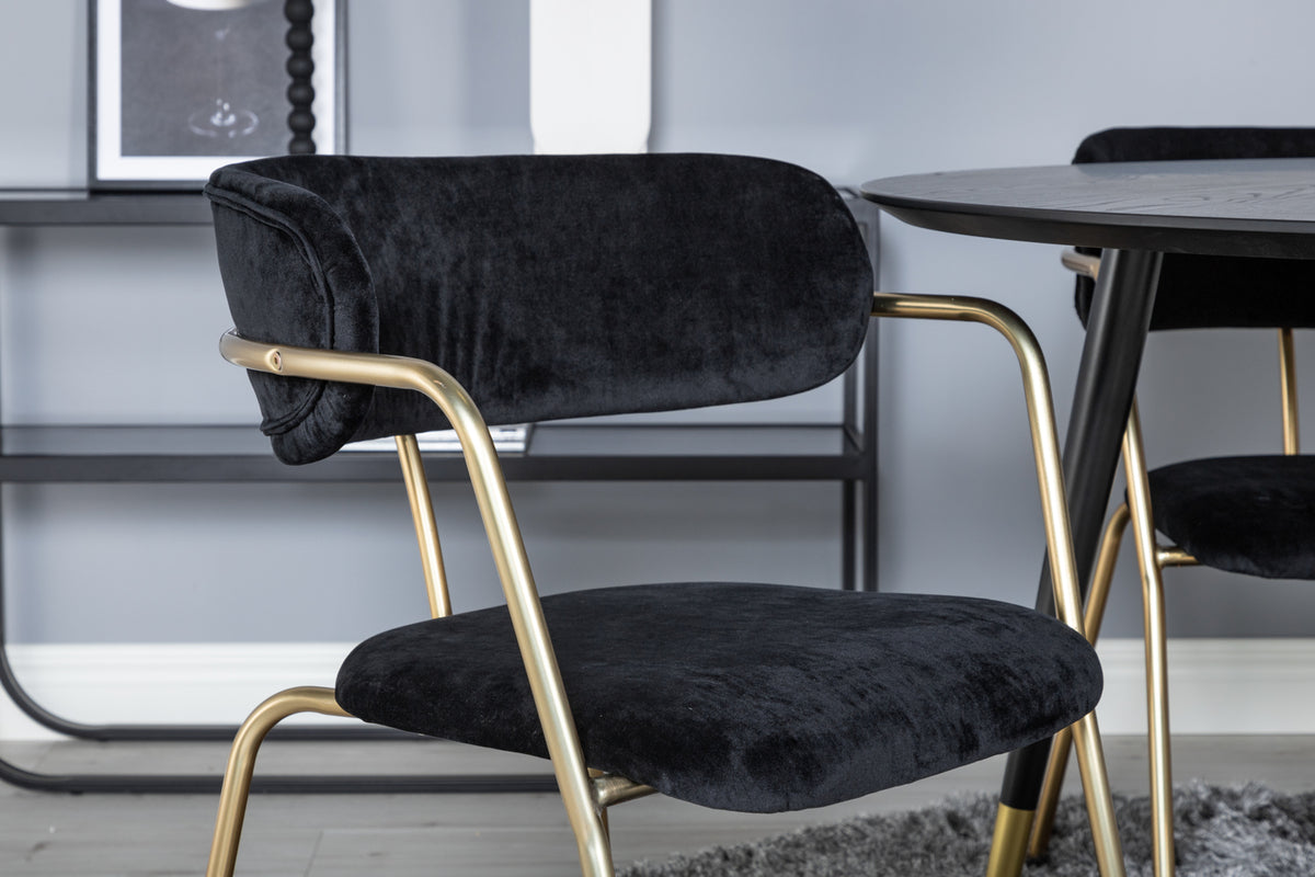 Spisebordsstol 2-pak Sort + Rundt Spisebord 115 Sort