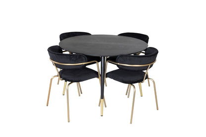 Spisebordsstol 2-pak Sort + Rundt Spisebord 115 Sort