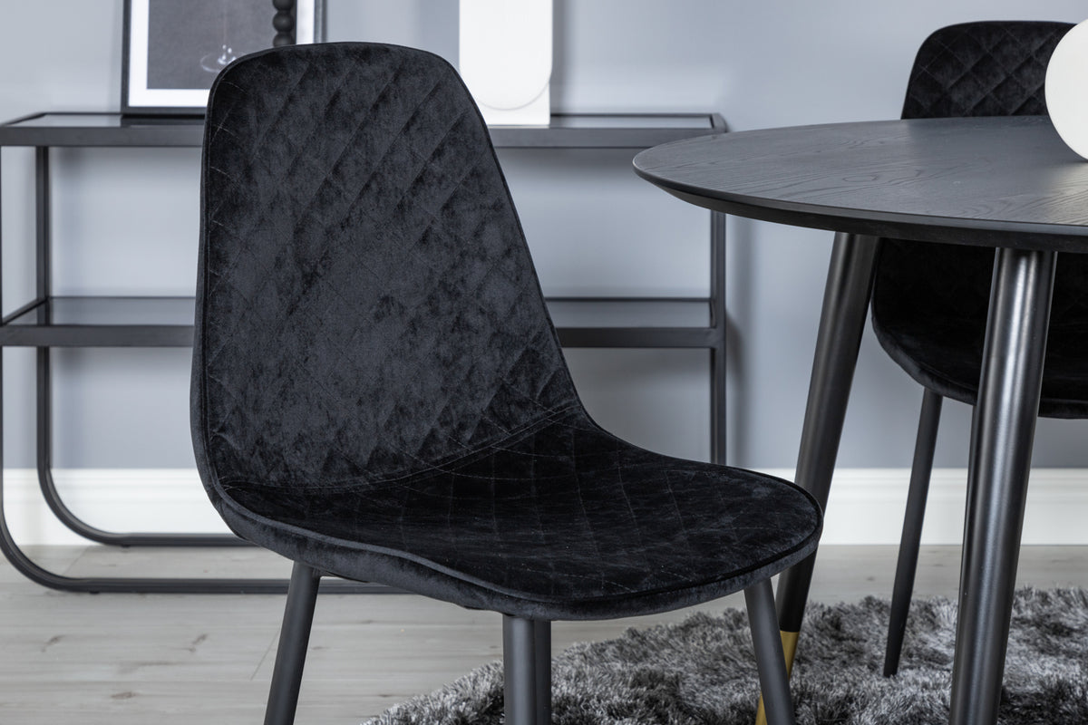 Rundt spisebord 115 Sort + Spisebordsstol 2-pak Sort