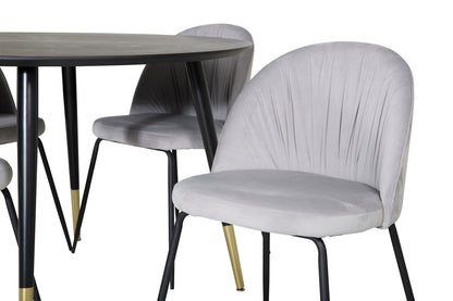 Rundt spisebord 115 Sort + Spisebordsstol 2-pak Sort