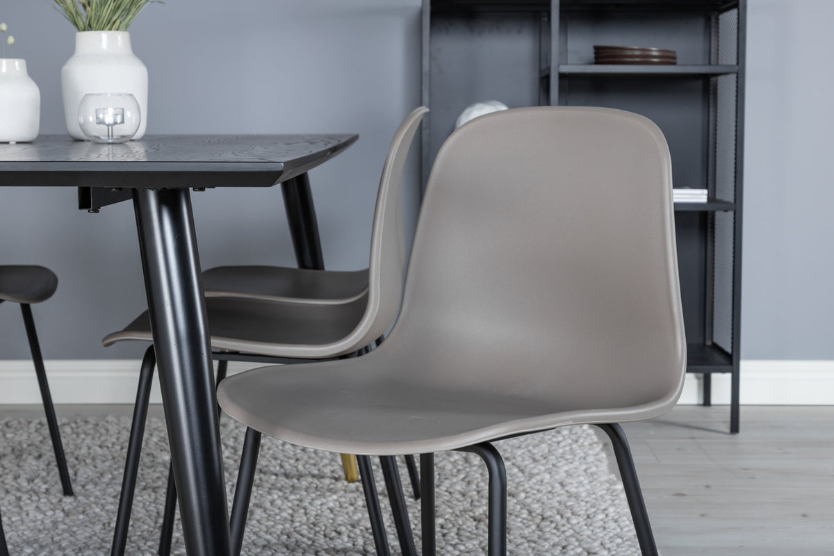 Spisebordsstol 2-pak Beige + Rektangulært spisebord 180 x 90 Sort