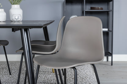 Spisebordsstol 2-pak Beige + Rektangulært spisebord 180 x 90 Sort