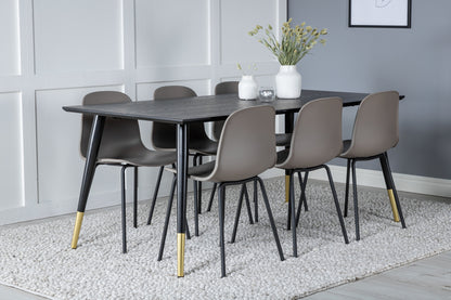 Spisebordsstol 2-pak Beige + Rektangulært spisebord 180 x 90 Sort