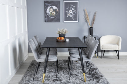 Spisebordsstol 2-pak Grå + Rektangulært Spisebord 180 x 90 Sort