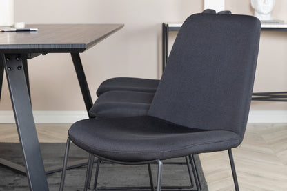Muce & Marina Spisebordsstol 2-pak Sort + Rektangulært Spisebord 180 x 90 Sort